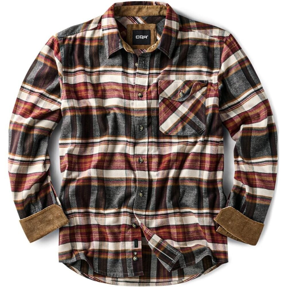 Mens  Plaid Folk Tale Cotton Flannel Shirt Long Sleeve Casual Outdoor Plaid